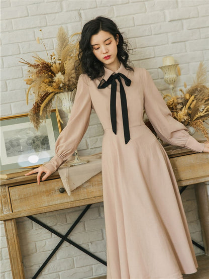 2019 new fashion women&#39;s dresses Spring French retro slim waist basic dress