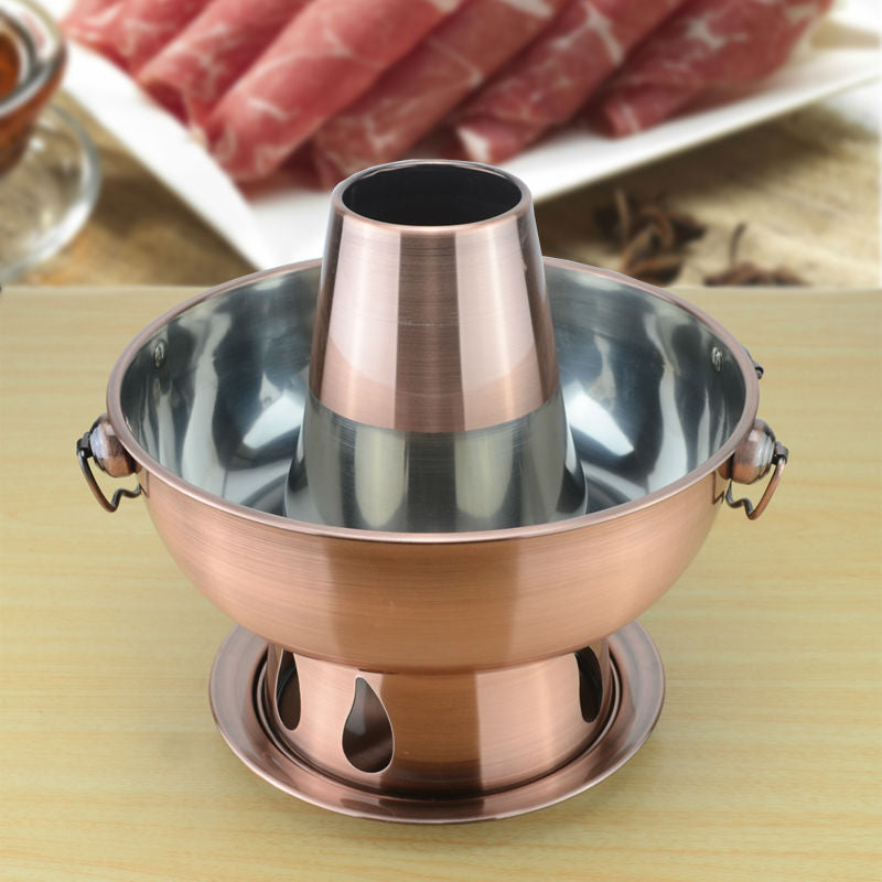 1.8 Liters High Quality  Stainless Steel Hot Pot, Chinese Fondue Lamb Chinese Charcoal Hotpot Outdoor Cooker Picnic Cooker