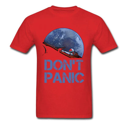 Novelty Occupy Earth SpaceX Starman T Shirt Man 100% Cotton Elon Musk Space X T-Shirt Summer Camiseta Mens Tshirt Don&#39;t Panic