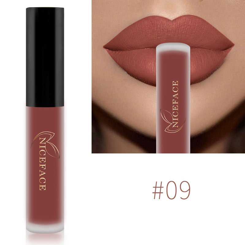 NICEFACE Nude Liquid Lipsticks Waterproof Velvet Matte Lip Gloss Long Lasting Non-stick Cup Lip Tint Makeup Pigment Cosmetics