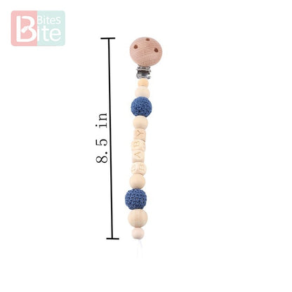 Bite Bites 1set Baby Wooden Teether Pacifier Clip Chain Beech Rodent Ring Baby Nursing Rattle Food Grade Perle Silicone Bead Toy