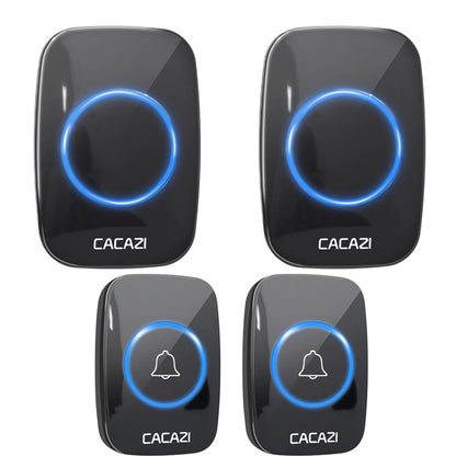 CACAZI 60 Chime 110DB 300M Wireless Doorbell Waterproof Remote EU AU UK US Plug Smart Door Bell Battery 1 Button 1 2 3 Receiver