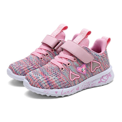 ULKNN Girls Sports Shoes spring New Children&#39;s Double Net Breathable Big Kids Students Pink Wild Children&#39;s Shoes Casual  26-37