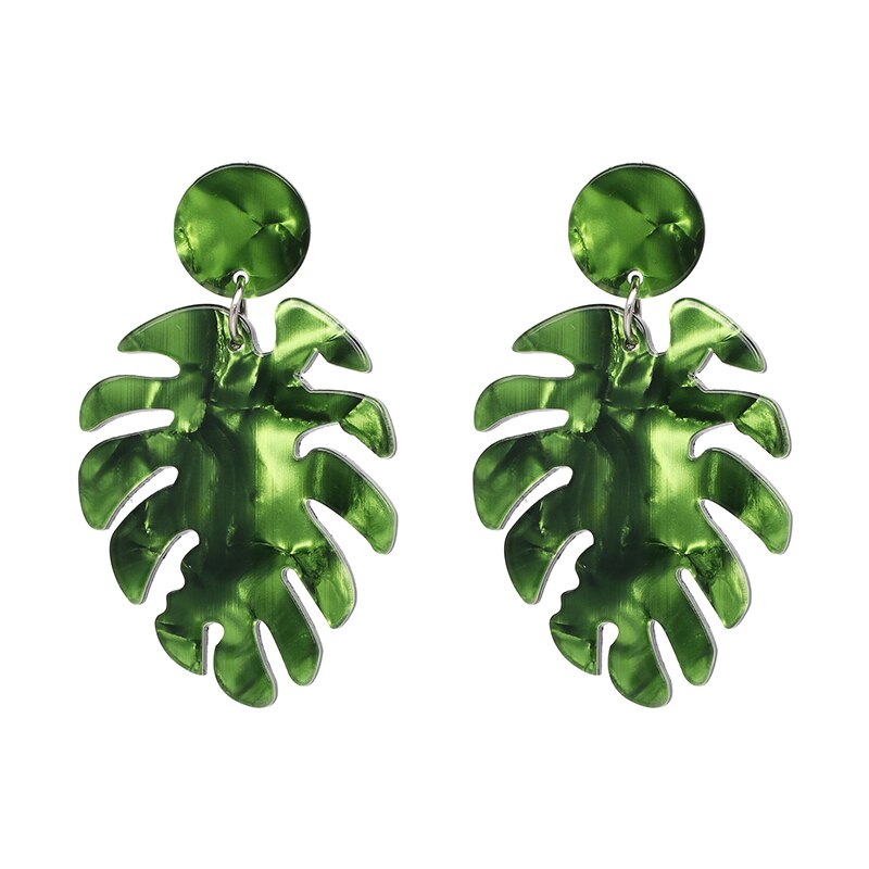 JURAN New Long Dangle Resin Green Leaves Earrings Party Jewelry Accessories Handmade Fashion Acrylic Earrings for Women 2023