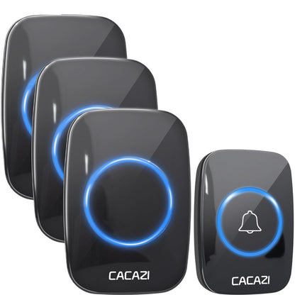 CACAZI 60 Chime 110DB 300M Wireless Doorbell Waterproof Remote EU AU UK US Plug Smart Door Bell Battery 1 Button 1 2 3 Receiver