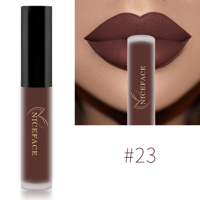 NICEFACE Nude Liquid Lipsticks Waterproof Velvet Matte Lip Gloss Long Lasting Non-stick Cup Lip Tint Makeup Pigment Cosmetics