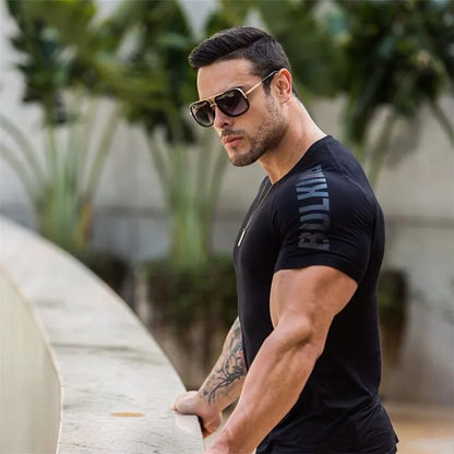 2023 New large-type Men Compression T-shirt men Sporting Skinny Tee Shirt Male Gyms Running T-shirt Fitness Sports men t-shirts