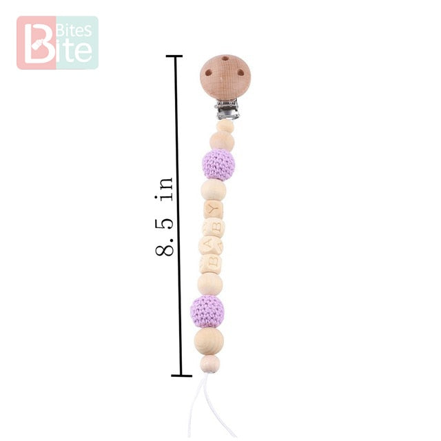 Bite Bites 1set Baby Wooden Teether Pacifier Clip Chain Beech Rodent Ring Baby Nursing Rattle Food Grade Perle Silicone Bead Toy