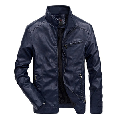 FGKKS Brand Warm Men Leather Jacket Mens Leather Motorcycle Standing Collar Motorcycle Style Men&#39;s Leather Jackets