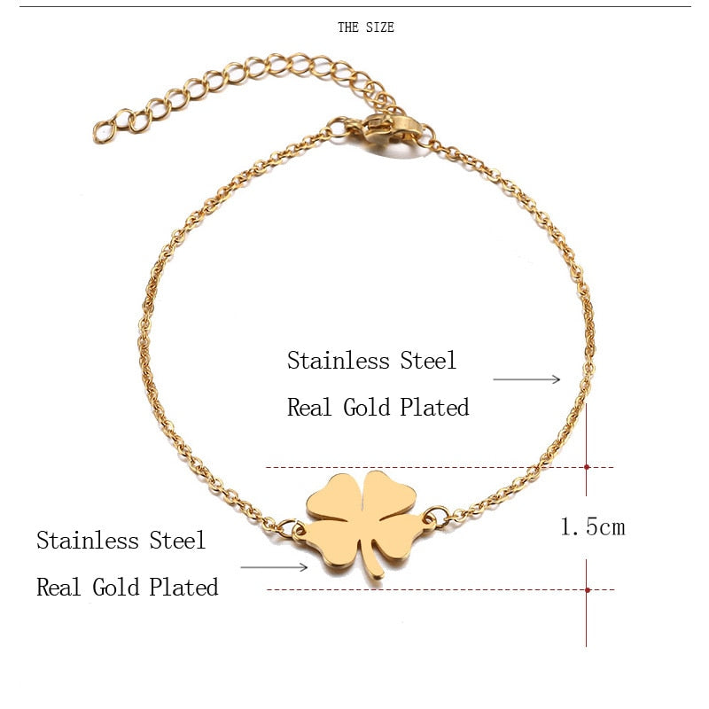 DOTIFI For Women Stainless Steel Bracelet  Lucky Clover Gold Color Pulseira Feminina Lover Engagement Jewelry