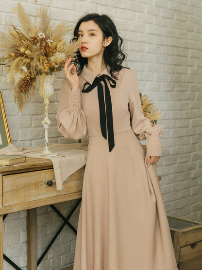 2019 new fashion women&#39;s dresses Spring French retro slim waist basic dress