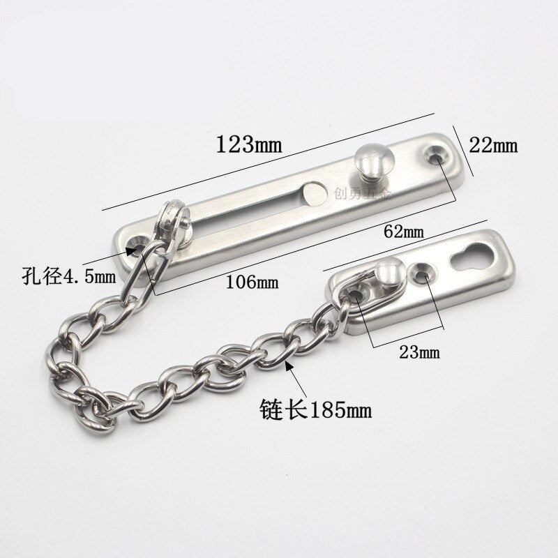 Thickening Anti-theft Sliding Door Lock Chain Safety Door Bolt Hotel Office Security Chain Gate Cabinet Latches Decorative Hardw