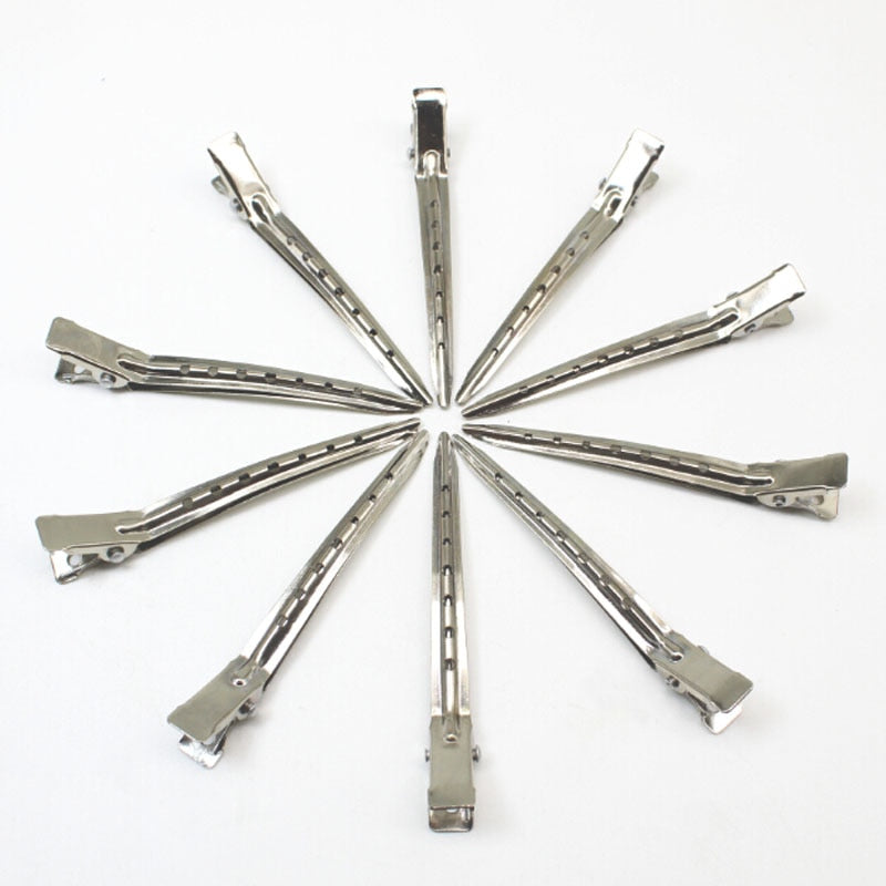 10pcs Hair Care Clips Stainless Steel Hairdressing Sectioning Clips Clamps For Hairdressing Barber Hair Cut Use Styling Tools