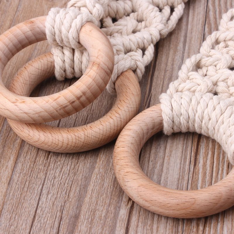 Baby Teether Crochet Wood Rring Rattle Food Grade Wooden Products DIY Crafts Teething Toys