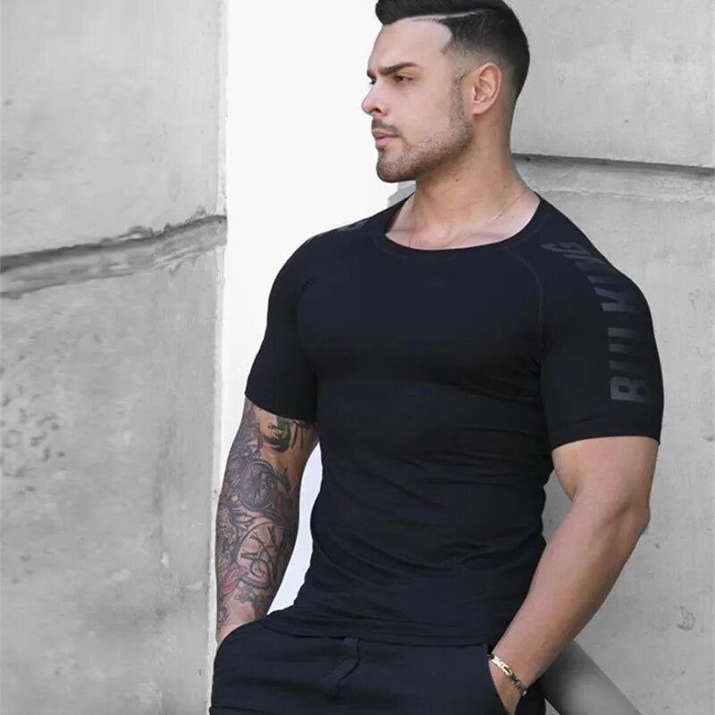 2023 New large-type Men Compression T-shirt men Sporting Skinny Tee Shirt Male Gyms Running T-shirt Fitness Sports men t-shirts