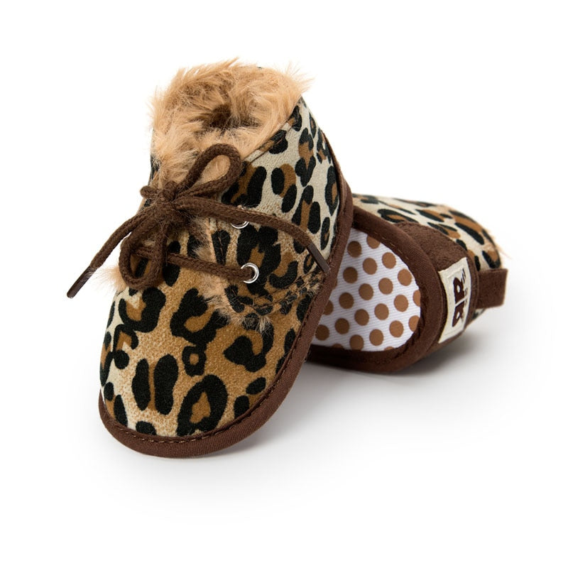 Kids New Toddler Infant Newborn Baby Boy Girl Winter Fur Snow Boots Warm Shoes Booties Casual Leopard Little Kids Strappy Shoes