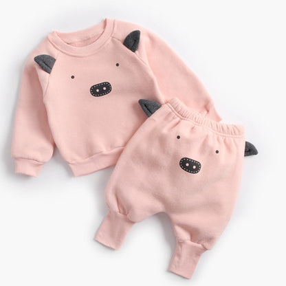 Baby Suit Autumn Winter Baby Boy Cartoon Cute Clothing Pullover Sweatshirt Top + Pant Clothes Set Baby Toddler Girl Outfit Suit