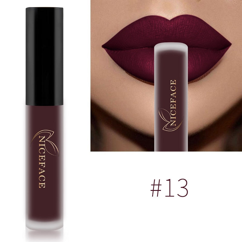 NICEFACE Nude Liquid Lipsticks Waterproof Velvet Matte Lip Gloss Long Lasting Non-stick Cup Lip Tint Makeup Pigment Cosmetics