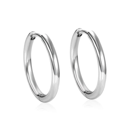 LUXUSTEEL 1Pairs/2Pcs Small Hoop Earrings Women Men Silver Color Stainles Steel Round Circle Pendientes Mujer 2023 Anti-allergy