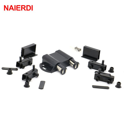 NAIERDI Black Door Stopper Magnetic Cabinet Catches Brackets Glass Clamps Door Closer For Kitchen Cupboard Furniture Hardw