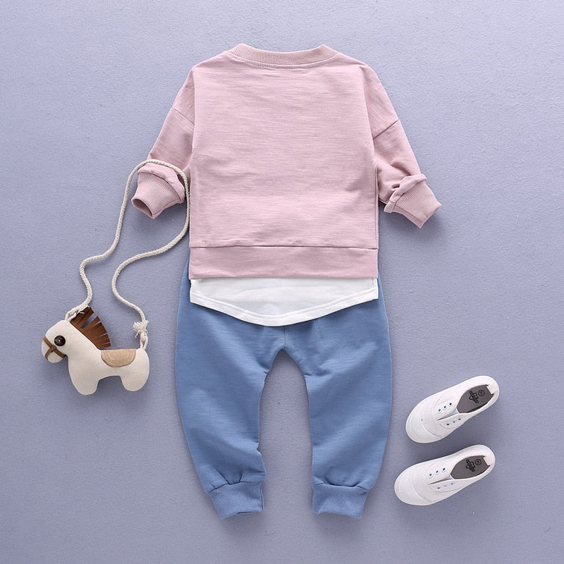 Children suit Cotton long-sleeved spring and autumn new boy baby Pocket t-shirt+ pants Sets 2pcs Boy casual sportswear