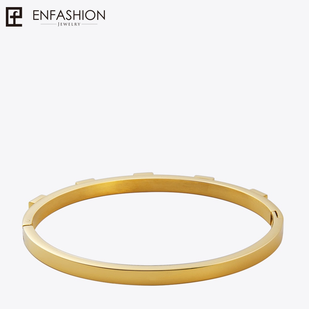 Enfashion Zirconia Crystal Cuff Bracelet Manchette Gold color Stainless Steel Bangle Bracelet For Women Bracelets Bangles 172002