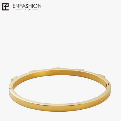 Enfashion Zirconia Crystal Cuff Bracelet Manchette Gold color Stainless Steel Bangle Bracelet For Women Bracelets Bangles 172002