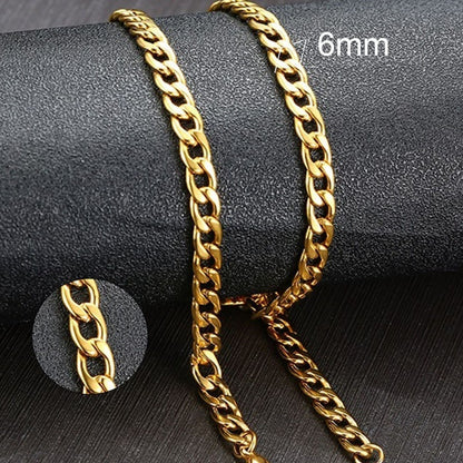 Vnox Men's Cuban Link Chain Necklace Stainless Steel Black Gold Color Male Choker colar Jewelry Gifts for Him