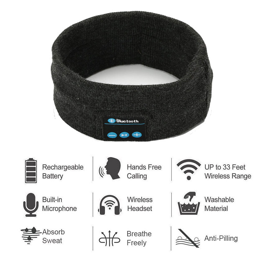 Aimitek Bluetooth Headphone Wireless Headband Sports Headsets Yoga Hands-Free Earphone Soft Warm Hat Smart Cap with Microphone