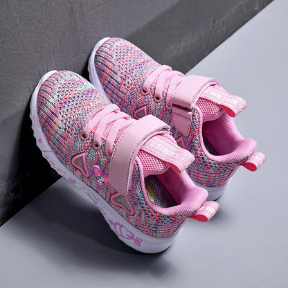 ULKNN Girls Sports Shoes spring New Children&#39;s Double Net Breathable Big Kids Students Pink Wild Children&#39;s Shoes Casual  26-37