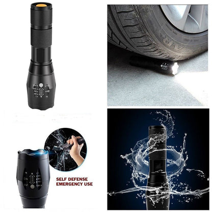 Tatical Military Linterna Led Flashlights 5 Modes XML T6 Flashlight Self defense EDC Zoom X800 Torch For Camping by 18650 AAA