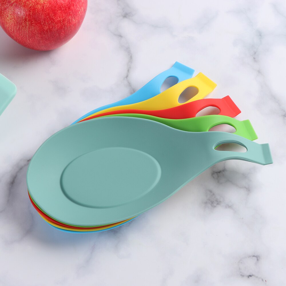 1Pc Silicone Insulation Spoon Shelf Heat Resistant Placemat Drink Glass Coaster Tray Spoon Pad Eat Mat Pot Holder Kitchen Tool