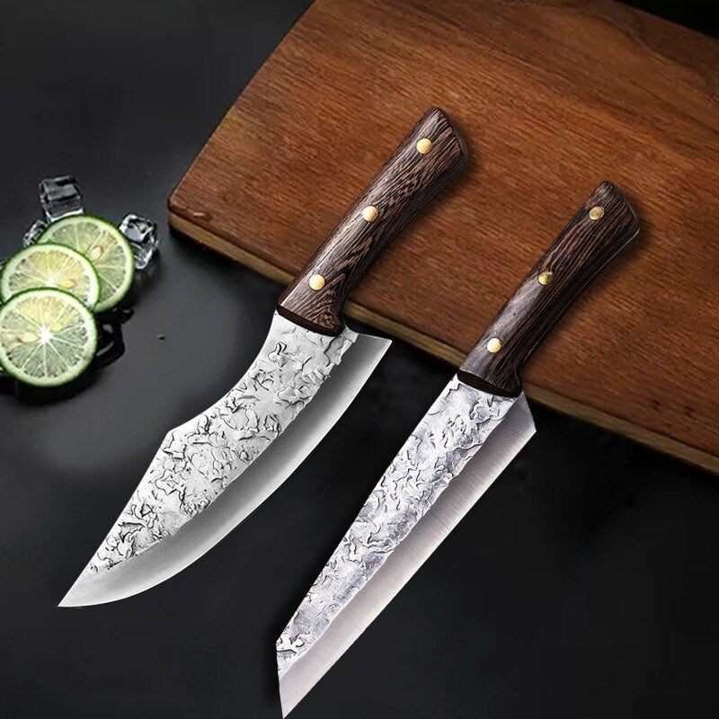 Forging Japanese Full Tang Handle Knife Handmade Steel Kitchen Boning Knives Chef Slicing Knife Santoku Cleaver Cutter