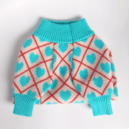 2020 Blue heart Dog sweater dog clothes  french bulldog clothes