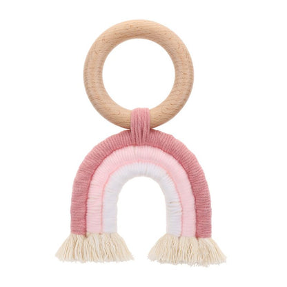 Baby Teether Crochet Wood Rring Rattle Food Grade Wooden Products DIY Crafts Teething Toys