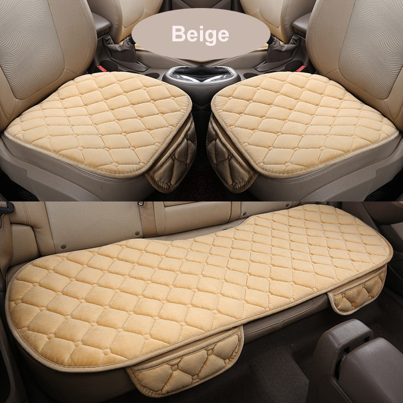 Car Seat Cover Car Accessory Front Rear Flocking Cloth Winter Warm Cushion Breathable Protector Mat Pad Universal Auto Interior