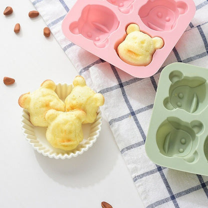 4 Holes Cartoon Monkey Silicone Pastry Mold Bread Cake Baby Food Supplement Baking Mold Ice Tray DIY Fudge Mold