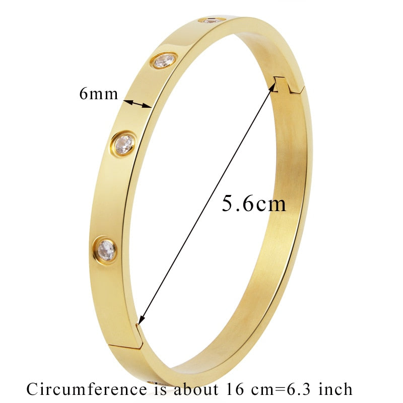 Beautiful Lovers Bracelets Woman Bracelets Stainless Steel Bangles and Bangles Cubic Zirconia Golden Woman Jewelry Gifts