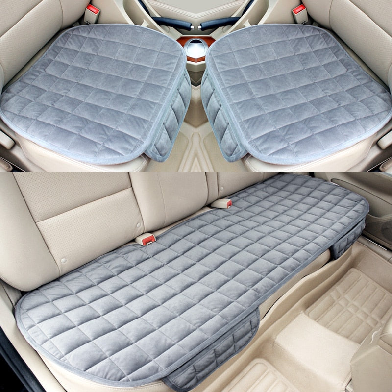 Car Seat Cover Car Accessory Front Rear Flocking Cloth Winter Warm Cushion Breathable Protector Mat Pad Universal Auto Interior