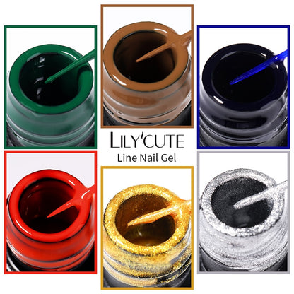 LILYCUTE 5ml Nail Art Line Polish Gel Kit 14 Colors For UV/LED Paint Nails Drawing Polish DIY Painting Varnish Liner Gel Tool