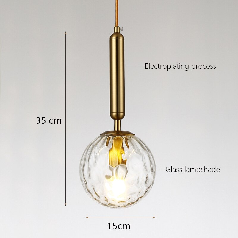 Nordic Led Pendant Lights Glass Ball for Bedroom Bar Pendente iluminação Black Gold Globe Hanglamp Modern Pendant Ceiling Lamp