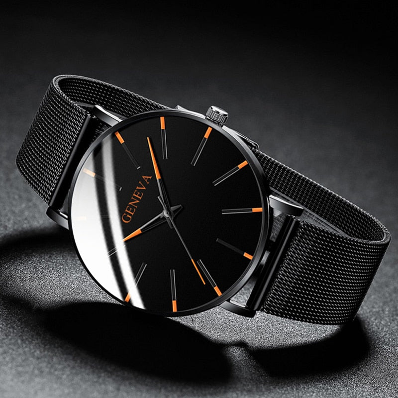 2023 Minimalist Men&#39;s Fashion Ultra Thin Watches Simple Men Business Stainless Steel Mesh Belt Quartz Watch relogio masculino