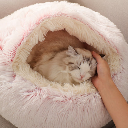 Super Soft Cat Bed House Warm Winter Cat Puppy Sleeping Beds Nest Long Plush Kitten Round Sofa Small Dogs Cat Kennel Anti Slip