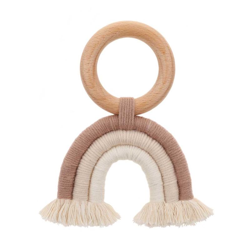 Baby Teether Crochet Wood Rring Rattle Food Grade Wooden Products DIY Crafts Teething Toys