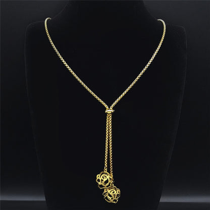 Fashion Bee Stainless Steel Long Necklace for Women Gold Color Statement Necklace Jewelry colgantes mujer moda N1376S03