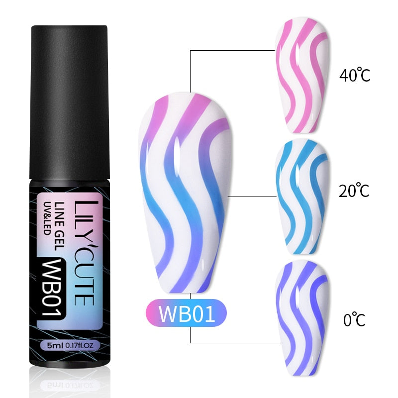 LILYCUTE 5ml Nail Art Line Polish Gel Kit 14 Colors For UV/LED Paint Nails Drawing Polish DIY Painting Varnish Liner Gel Tool