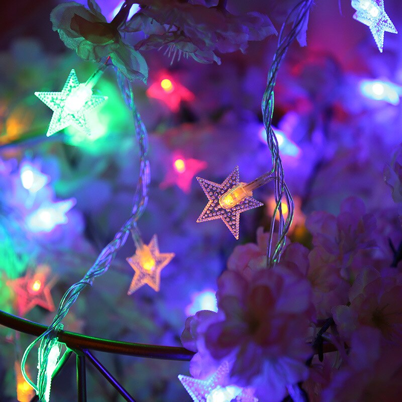 10/20 LED Star Fairy Lights Garland Battery Operated Star Twinkle String Light Copper Wire Lighting Wedding Christmas Decoration