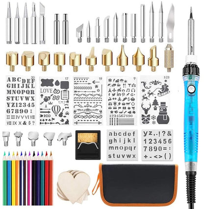 DIY 99Pcs wood burning kit heat transfer gourd engraving tool with switch thermostat soldering iron pen kit 302-842℉