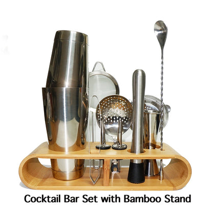 Cocktail Shaker Bar Set: Weighted Boston Shakers, Cocktail Strainer Set,Jigger, Cocktail Muddler,Spoon, Ice Tong,Pourers