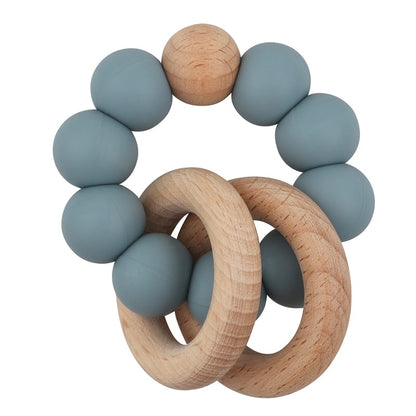 Baby Health Nursing Bracelets Teether Baby Toys Silicone Beads Wooden Ring Teething Wood Rattles Fidget Toys Newborn Accessories